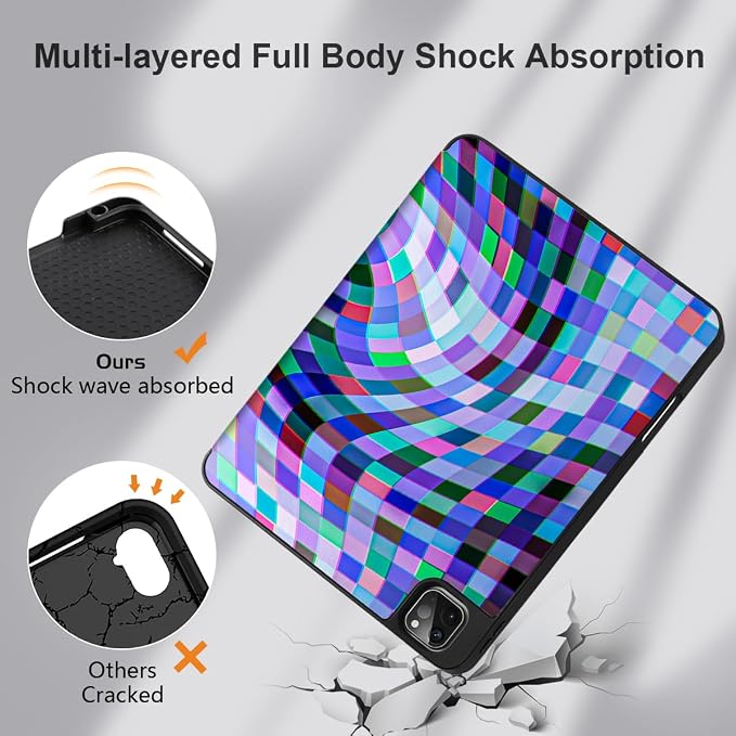 MEEgoodo for iPad Pro M2 12.9 Case 6th/5th/4th/3rd Generation 2022 2021 2020 2018 with Pencil Holder Tablet Cover with Soft TPU Back Shell Art Painted Flowers