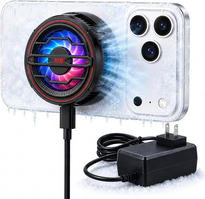 Magnetic Phone Cooler with 15w Fast Wireless Phone Charger Funtion | RGB LED