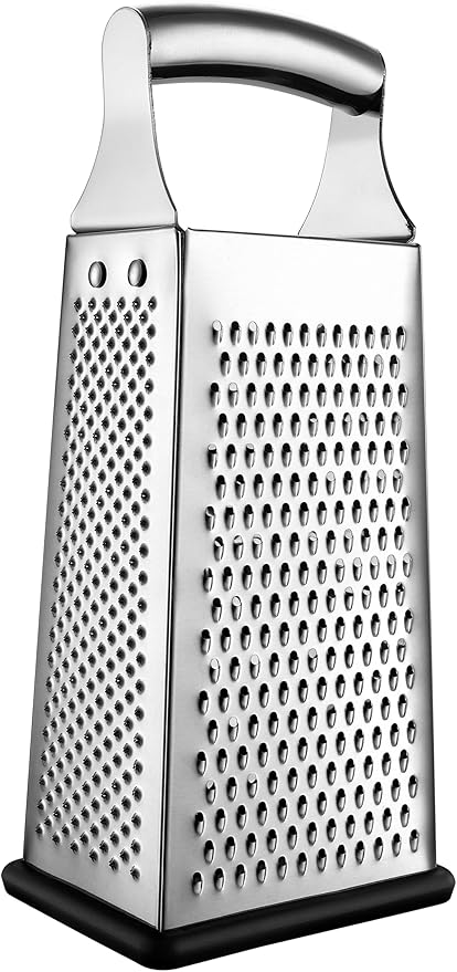 Spring Chef Stainless Steel Cheese Grater, Large Box Grater for Kitchen