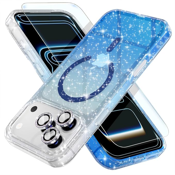 Choiche for iPhone 15 Pro Max Case Compatible with MagSafe Glitter Black | Women Girly Cute Glitter Sparkly Magnetic Phone Case with Diamond Camera Lens Protectors Military-Grade Drop Protection 6.7