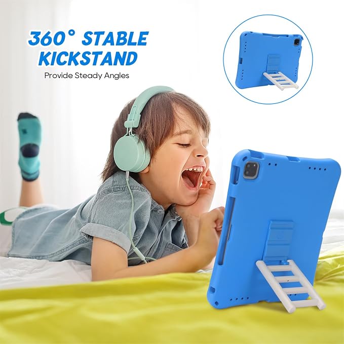 Kids Case for iPad Air 13 (2026/2025/2024) M4/M3/M2 &amp iPad Pro 13 2024 &amp iPad Pro 12.9 Cover 6th/5th/4th/3rd Gen (2022/2021/2020/2018) DIY Figures EVA Rubber Handle Stand Shockproof Bumper