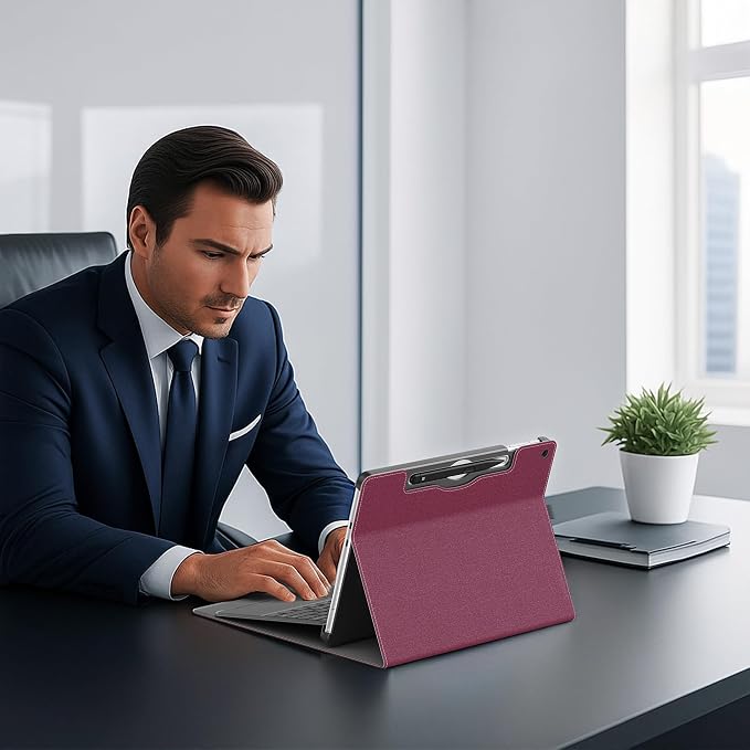 Tablet Case for 2025 New Microsoft Surface Pro 1st Edition 12-inch PU Leather &amp Hard Shell Laptop Protective Cover with Multi-Angle Built-in Kickstand &amp Pen Holder (Black)