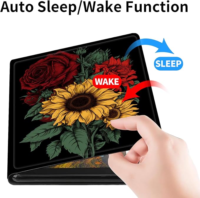 Case for 7 All-New Kindle Paperwhite (12th Generation 2024) and Kindle Colorsoft Signature Edition CoverSlim PU Leather Smart Cases with Auto Wake/Sleep-Black Cat Night Sky