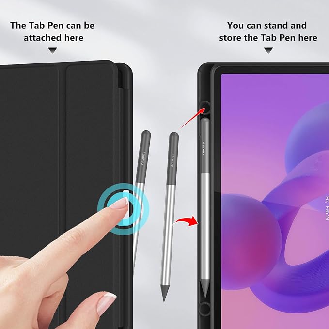 ProCase Full-Edge Case for Lenovo Idea Tab 11 2025 &amp Tab K11 Gen 2 | Slim Trifold Stand Cover with Shockproof TPU Back Pencil Holder &amp Full Protection - Black