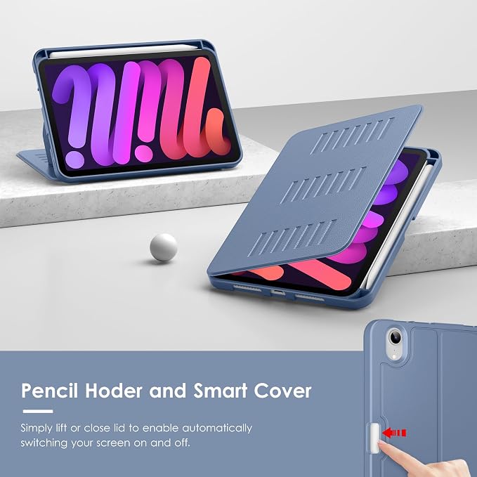VIKESI Case for iPad mini 7 (A17 Pro) and iPad mini 6Multiple Angles Magnetic Stand CoverShockproof Soft BackPencil Holderand Auto Sleep/WakeBlack