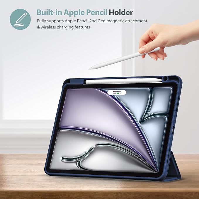 ProCase Smart Case for iPad Air 11-inch M4/M3/M2 &amp Air 10.9 5th/4th Gen | Hard Back Cover with Auto Sleep/Wake Slim Lightweight Case for iPad Air 11 2026/25/24 &amp 10.9 2022/2020-Aqua