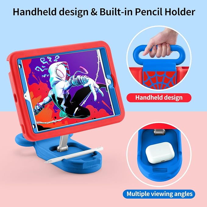 Kids Case for iPad 7th/8th/9th Gen 10.2 Inch with Adjustable Stand Handle | Kids Shockproof EVA Case with Handle Adjustable Stand for Portrait Landscape ViewingHeavy Duty Cover for ipad 10.2 inch.