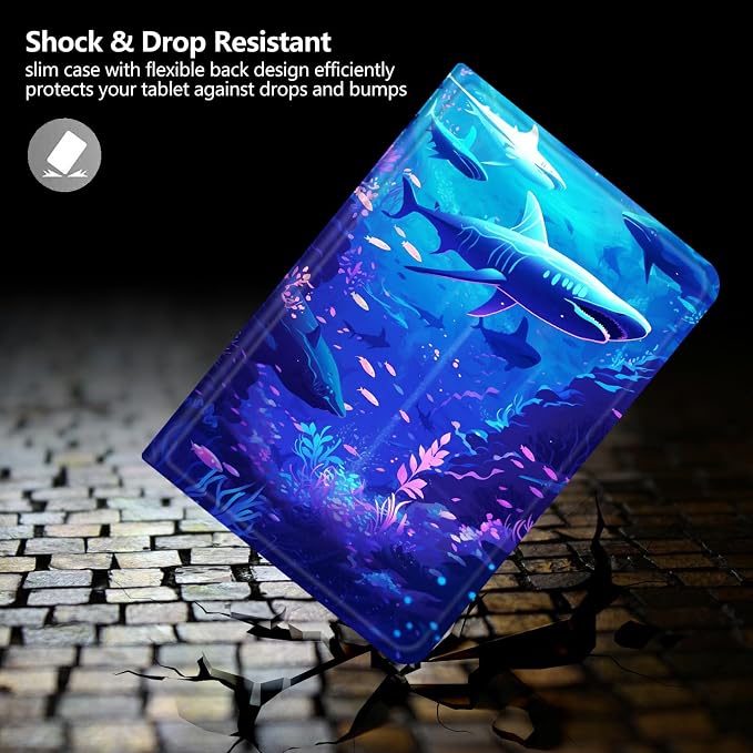 Case for Fire 7 Tablet &amp Fire 7 Kids (12th Gen 2022 Release) - Slim PU Leather Protective Smart Cover with Auto Sleep/Wake &amp Multi-Angle StandBlue Dandelion