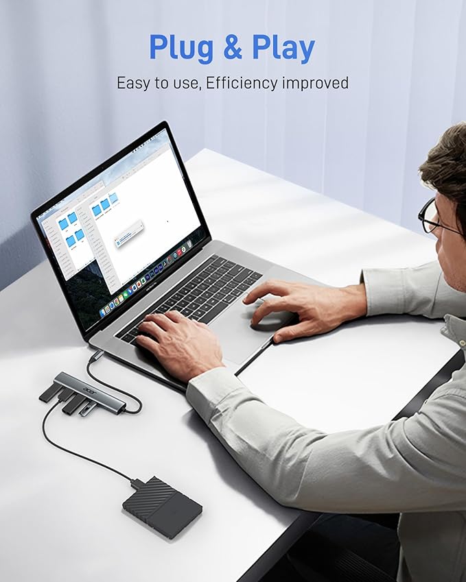 Acer USB C Hub 10Gbps, USB 3.2 Gen 2 Adapter with 3 USB-A & 1 USB-C Ports, High Speed Type C Multiport Splitter for MacBook, iPhone 16/15, iPad, Surface Pro, Chromebook, Dell XPS and More