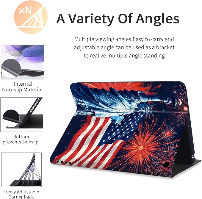 DEGDFSGR for Amazon Fire HD 10 Tablet 10 Plus Tablet Case (13th/11th Generation 2023/2021 Release) with Adjustable StandAuto Sleep/Wake for Kindle Fire 10 Case 10.1 inchAmerican Flag Sunflower Cross