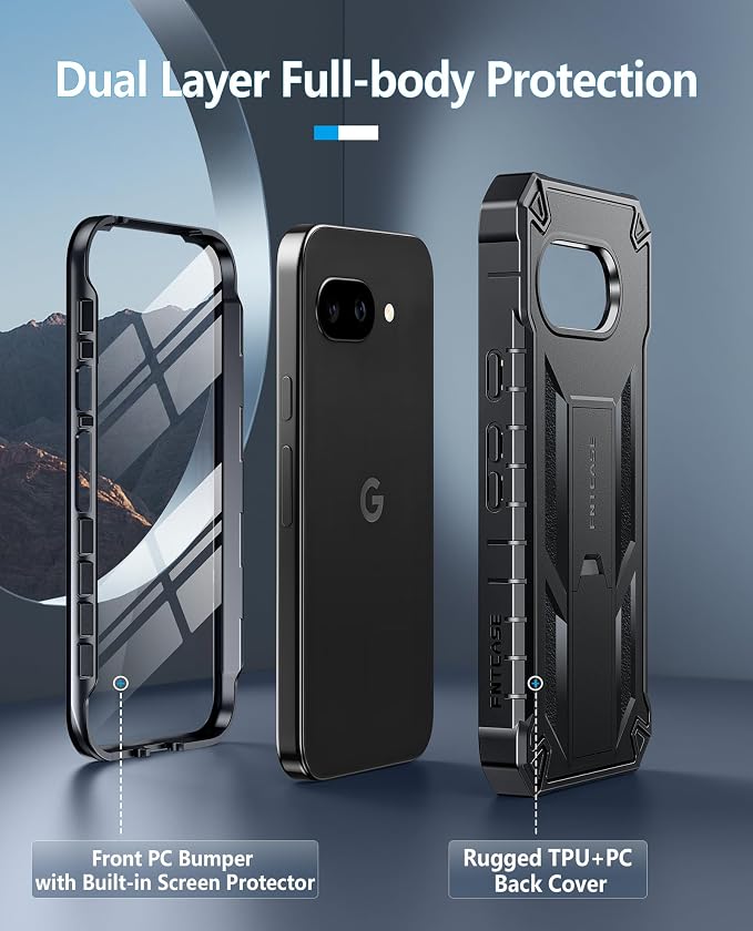 FNTCASE for 11 Pro XL Case Rugged Kickstand 2 Front Frames Black | Built-in Screen Protector 20FT Military-Grade Drop Protection Rugged Heavy Duty Shockproof Full Body Protective Cover