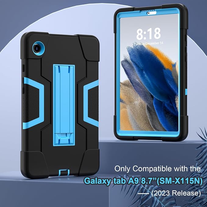 case for Galaxy Tab A9 8.7 2023 Case Hard PC Soft Silicone Kickstand Rugged Heavy Duty High Impact Protective Case for Samsung Galaxy Tab A9 8.7 Inch 2023 SM-X110 SM-X115 Black