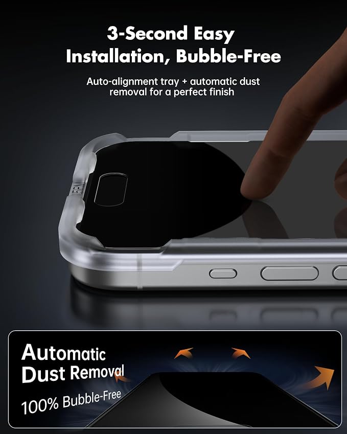 UNBREAKcable iPhone 15 Privacy Screen Protector 2-Pack Upgraded Dual-Tempered Glass + 2 Camera Lens Protectors 25° Anti-Spy Military-Grade 9H+ HD Clear Anti-Fingerprint 6.1 Inch