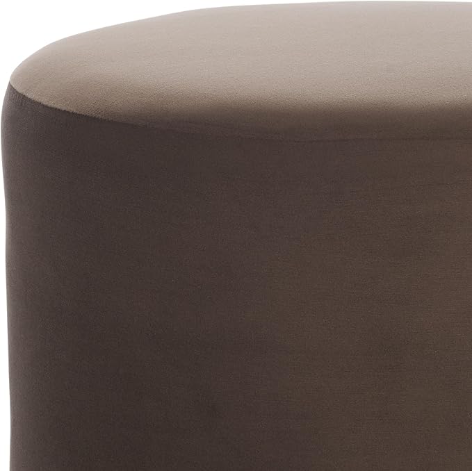 SAFAVIEH Home Collection Mista Chocolate Brown Velvet Round Ottoman Seat Foot Rest