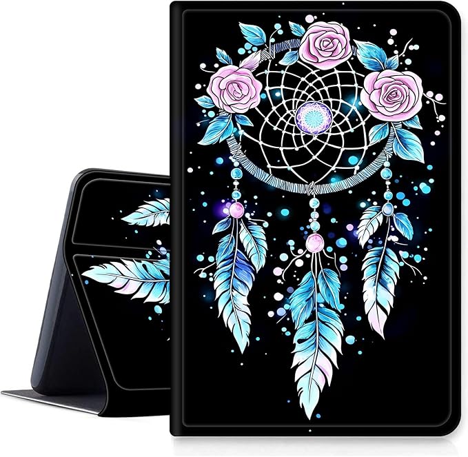 DIGTIALLL Case for Amazon Kindle Fire 7 Inch Tablet (9th/7th/5th Generation 2019/2017/2015 Release) PU Leather Smart Protective Cover with Auto Sleep/WakeBeach Palm Trees