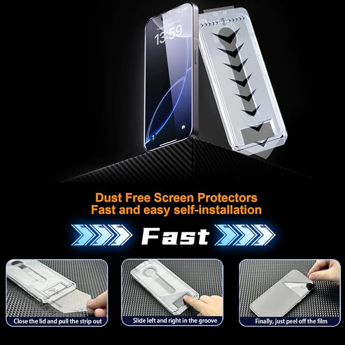 OneFish for iPhone 11 Pro Max/XsMax Tempered Glass Screen Protector 2 Pack Auto Dust-Elimination Easy Installation HD Clear Screen Protector