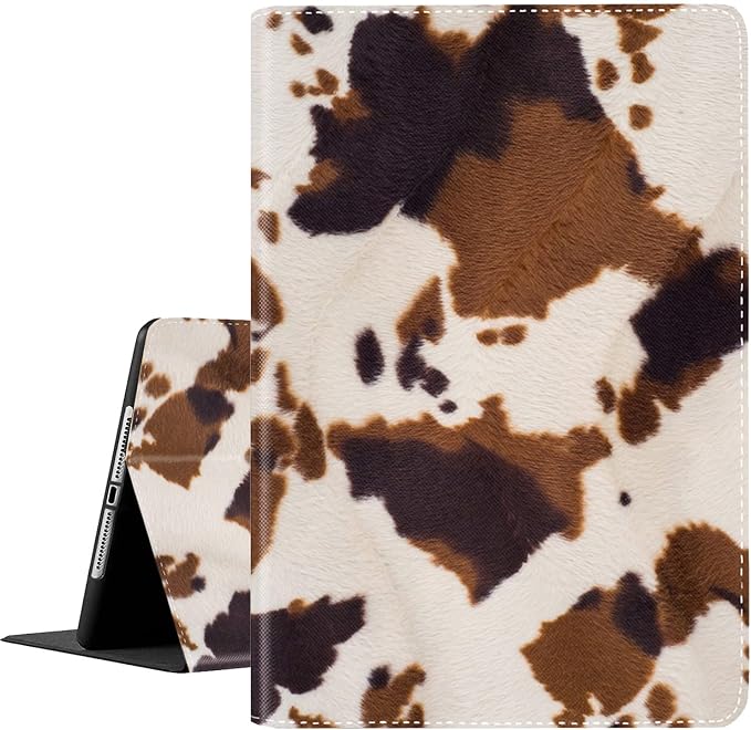 for iPad 9th / 8th / 7th Gen (2021/2020/2019) 10.2 inch/iPad Air 10.5 2019 / iPad Pro 10.5 Case Adjustable Stand Shockproof Protective Cover with Automatic Wake/Sleep Function Cow Hide Print