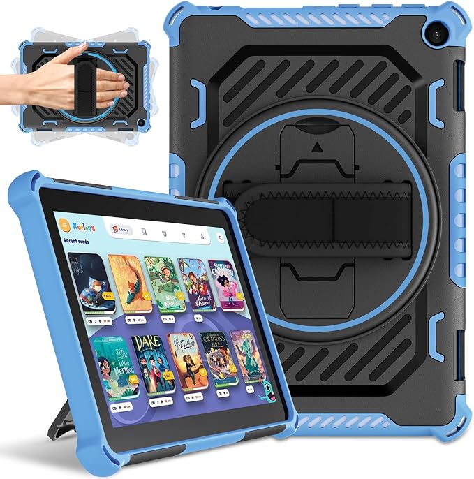 for Flre HD 8 &amp 8 Plus Case 12th/10th Generation | (2024/2022/2020 Release) with 360 Kickstand Hand Strap for Kids