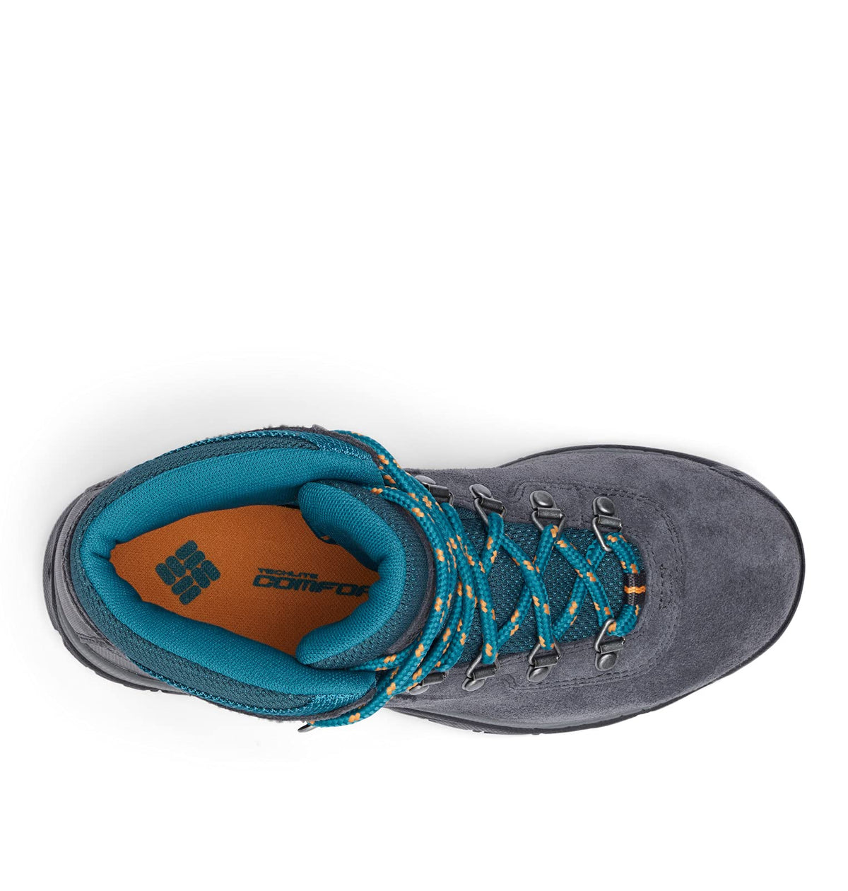 Columbia Womens Newton Ridge Plus Waterproof Amped, Shark/River Blue, 9.5 Wide