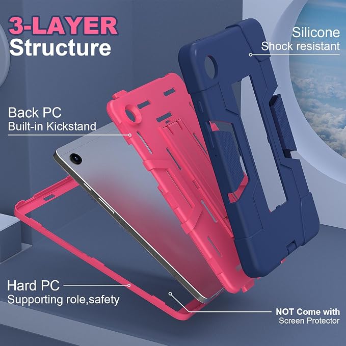case for Galaxy Tab A9 8.7 2023 Case Hard PC Soft Silicone Kickstand Rugged Heavy Duty High Impact Protective Case for Samsung Galaxy Tab A9 8.7 Inch 2023 SM-X110 SM-X115 Black
