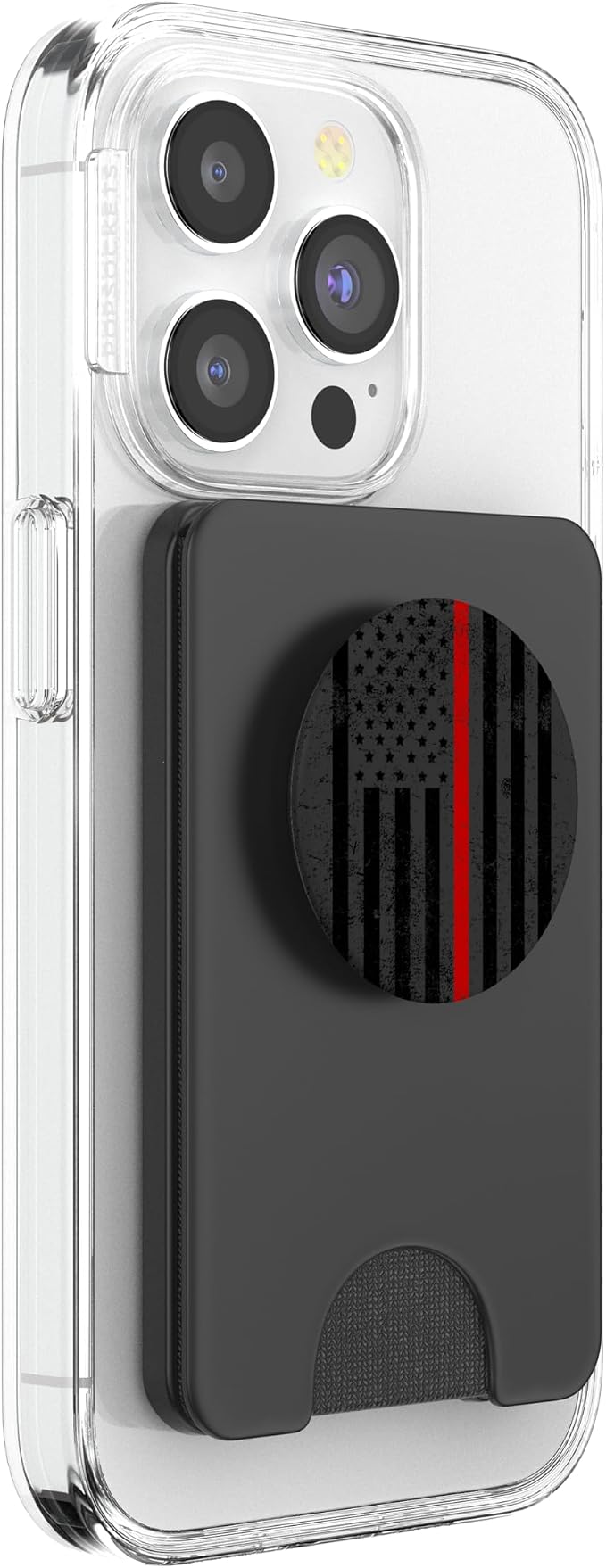 Black American Flag Red Line Firemen Firefighter Men Gift PopSockets Adhesive PopGrip