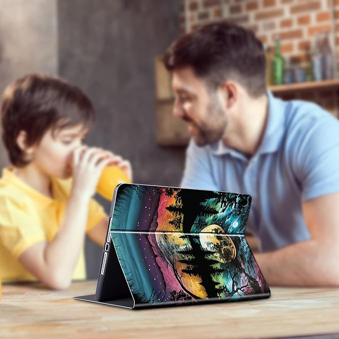 Case for Samsung Galaxy Tab A9 Plus 2023/A11 Plus 2025 11 inch Lightweight Protective PU Leather Smart Stand Cover with Auto Wake Sleep Tablet Case Cover - American Flag &amp Fish