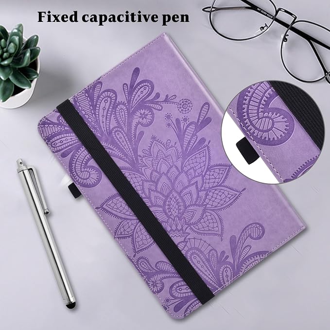Case for Samsung Galaxy Tab A11+/A11 Plus /A9+/A9 Plus 2025/2023 5G 11 Inch Embossed Lace PU Leather Stand Cover with Elastic Band Card Slots Pen Holder &amp Multi-Angle Viewing - Blue