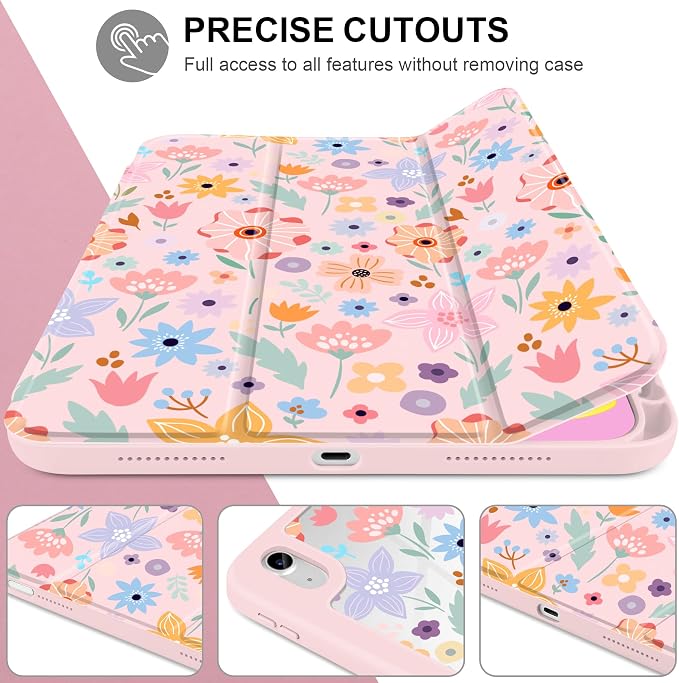 Case for iPad (A16) 11th Generation 11 inch 2025 /iPad 10th Gen 10.9 2022 - Aesthetic Cute Preppy Design Trifold Cover with Soft TPU Bumper Clear Back Auto Sleep/Wake Waves