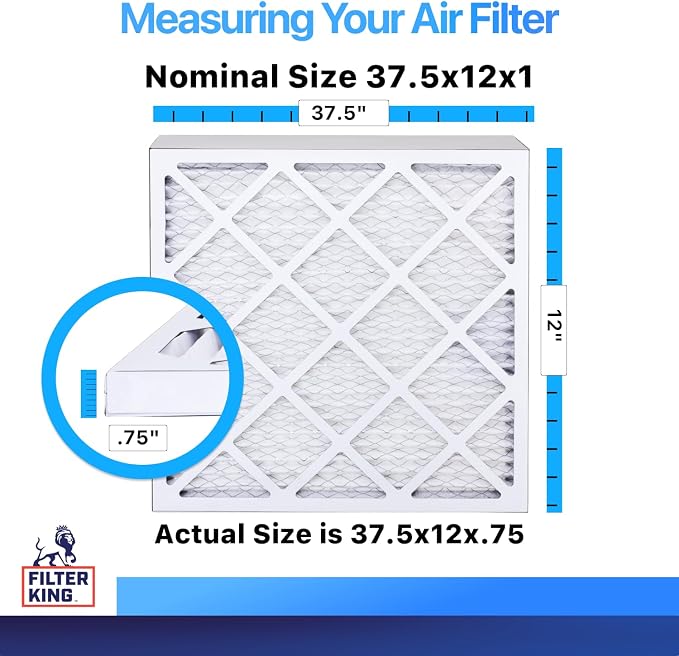 Filter King 37.5x12x1 Air Filter | 4-PACK | MERV 8 HVAC Pleated A/C Furnace