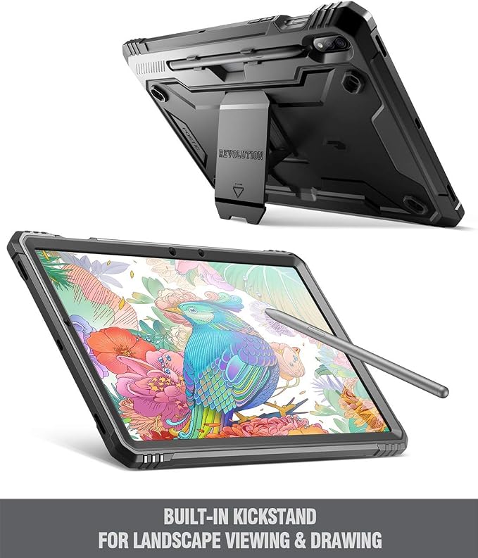 Poetic Revolution Series for Samsung Galaxy Tab S7 Tablet Case 11 Inch Model SM-T870/ SM-T875 (2020 Release) Full-Body Heavy Duty Case Built-in-Screen Protector Black