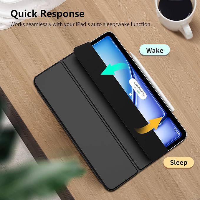 TiMOVO Magnetic Case for iPad Air 11 M4/M3/M2 Air 5th/4th Gen Black | Smart Folio Magnetic Slim Trifold Stand Protective Cover Auto Wake/Sleep