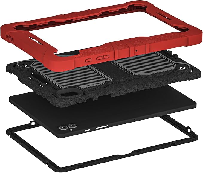 TJS Compatible with Boost Celero 5G Tab Tough Tablet Case (Black) | Strong Kickstand Hybrid Case Cover for Celero 5G Tab
