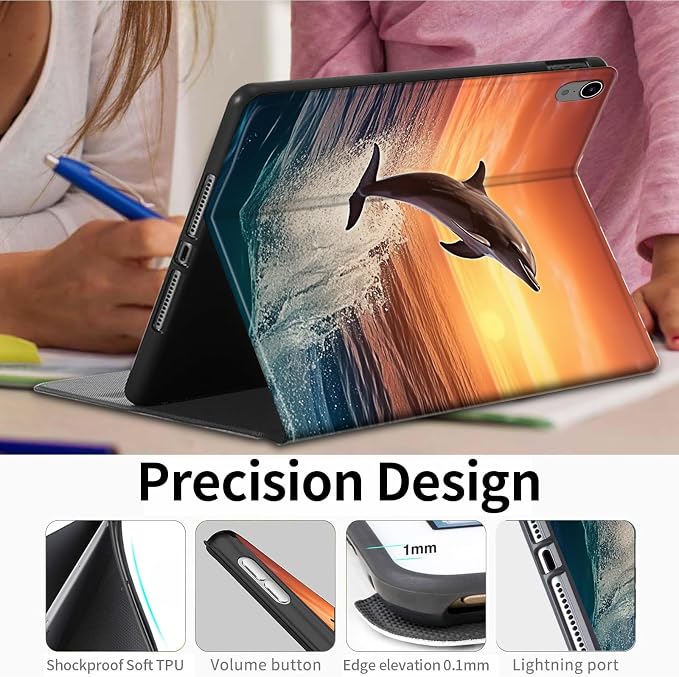 Case for iPad (A16) 11th Generation 11 Inch (2025)iPad 10th Generation 10.9 Inch (2022)PU Leather Slim Standing Smart Coverwith Auto Sleep/WakeBall on Fire