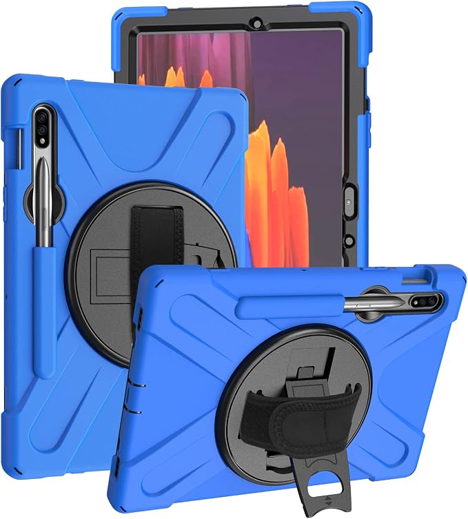 KIQ Shield Series for Samsung Galaxy Tab S7 FE Case Galaxy Tab S8 Plus Case Heavy Duty Shockproof Case w/S Pen Holder for Samsung Tab S7 fe 5G case 12.4 Inch 2020 SM T970 X800 T730 - Black