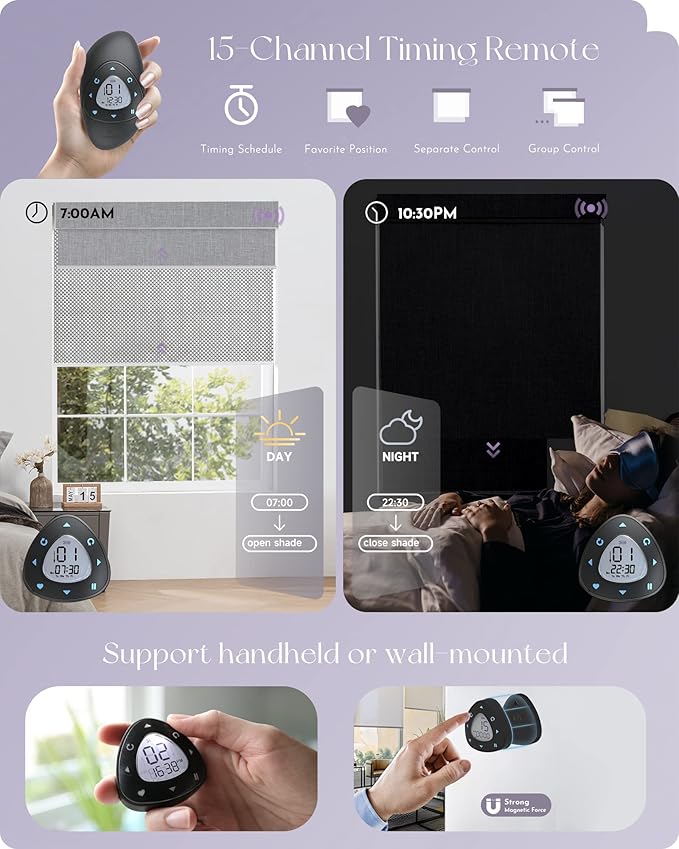 Graywind Motorized Dual Shades for Windows Smart Double Blinds Blackout and Solar Motorized Blinds with Remote Alexa Google Control Day Night Shades, Custom Size (Blackout Light Grey)