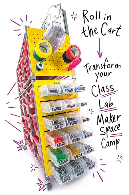 Maker Cart 2.0; Portable Maker Space with Curriculum & Activities for Classrooms & Schools (Elementary, Middle, High); Teacher Designed Science, Engineering, STEM, STEAM, DIY, NGSS Projects