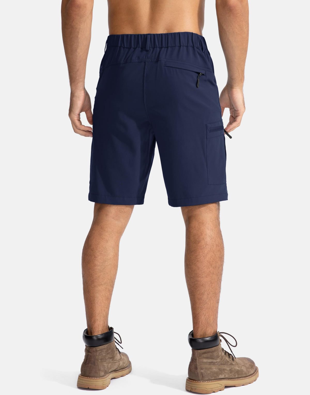 Pudolla Men's Hiking Cargo Shorts 9" Lightweight Outdoor Work Shorts for Men Travel Golf Camping Casual with 5 Zipper Pockets(Navy Large)