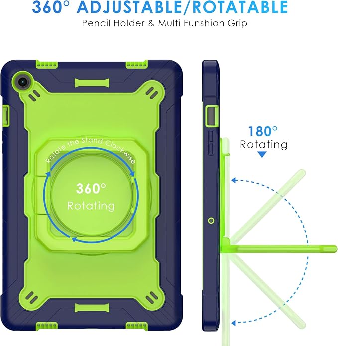 DETUOSI Galaxy Tab A9 Plus Case - Shockproof with 360 Stand &amp Strap Heavy Duty for SM-X210/X216/X218 Black