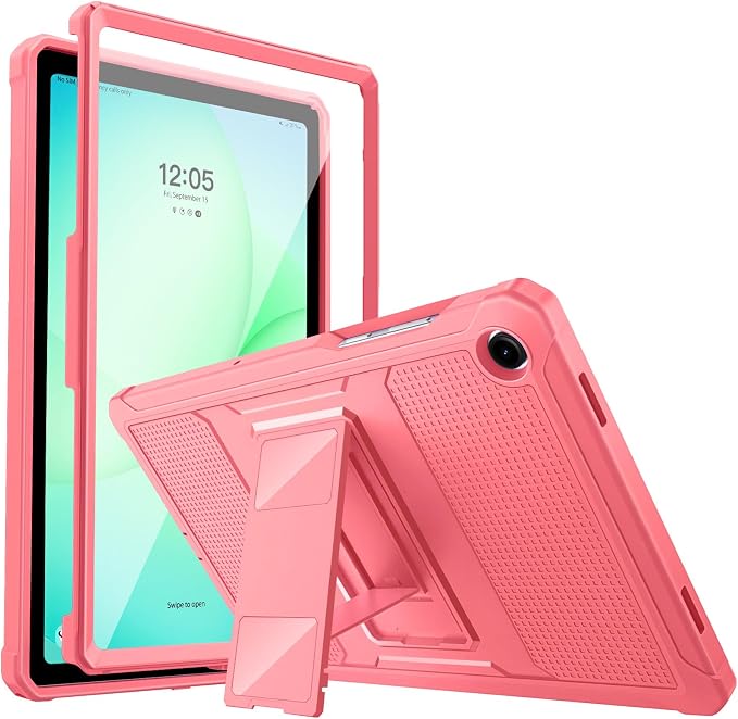 MoKo Shockproof Case Fit Samsung Galaxy Tab A11+ Plus/ A9+ 11 Inch | Full Body Rugged Stand Back Cover with Built-in Screen Protector for Galaxy Tab A11+/ A9+ Tablet Light Gray