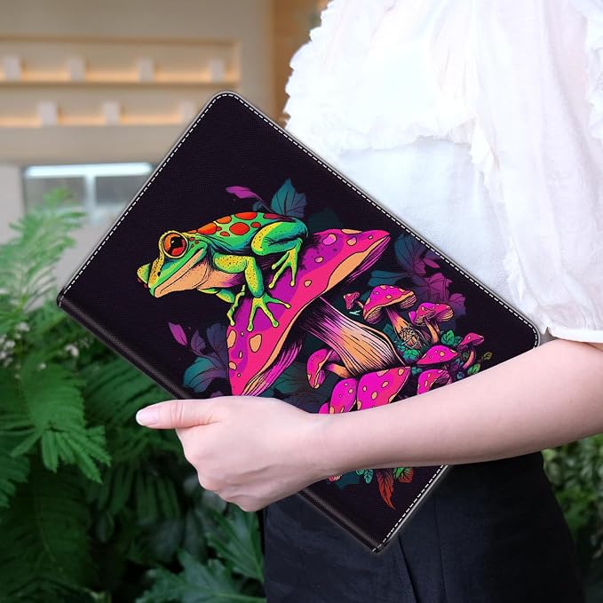 Case for iPad A16 11th Gen 11 Inch (2025) 10th Gen 10.9 Inch (2022) Model A3354 A3355 A3356 A2696 A2757 A2777 ，Slim Fit Standing Cover with Auto Sleep/Wake，Frog Playing Guitar
