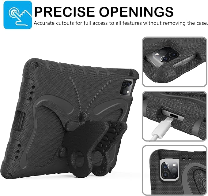Case for iPad 11th Gen (A16) 11 inch 2025 &amp 10th Generation 10.9 2022 &amp Air 11 2025/2024 &amp Air 6/5th/4th Gen &amp Pro 11 Butterfly Shockproof Cover -Black