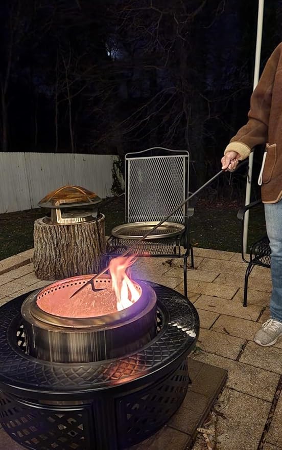 Stecoeico Fire Poker. 40 Inch, Strong & Sturdy and Durable One Piece Fire Pit Poker. Sturdy Extra Long Fireplace Poker with Strength. Perfect Fire Poker for Camping, Backyard Fire Pit and Fireplace.