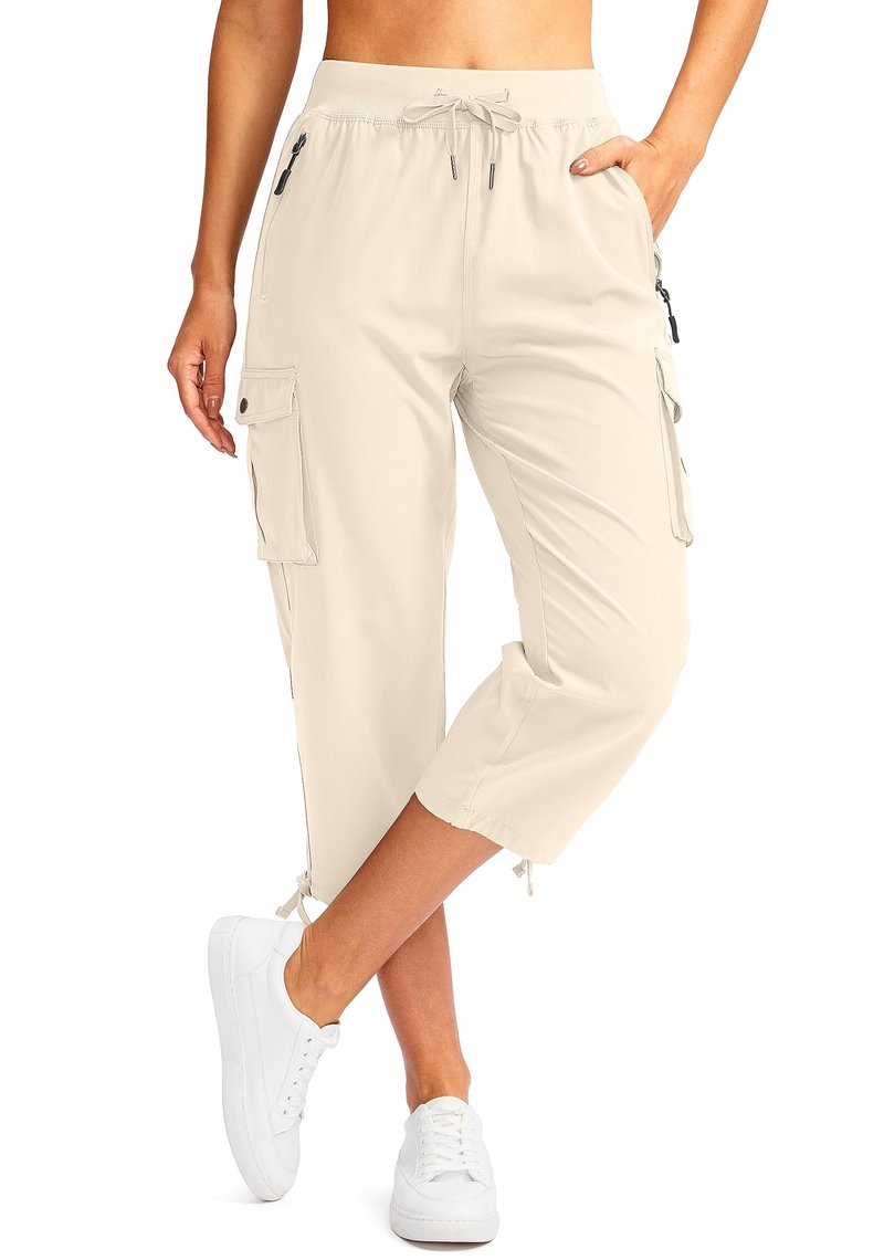 Soothfeel Women's Cargo Capris Pants with 6 Pockets Lightweight Quick Dry Travel Hiking Summer Pants for Women Casual (Beige, XS)