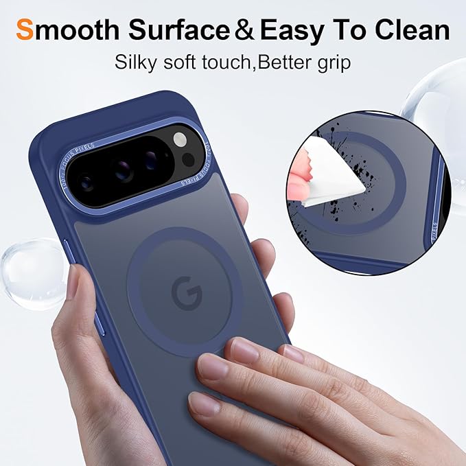 Magnetic for Google Pixel 9 Pro XL Case, [Military Grade Drop Protection] [Compatible with MagSafe] Shockproof Slim Translucent Matte Anti-Slip for Women Girls Men Case, Dark Blue