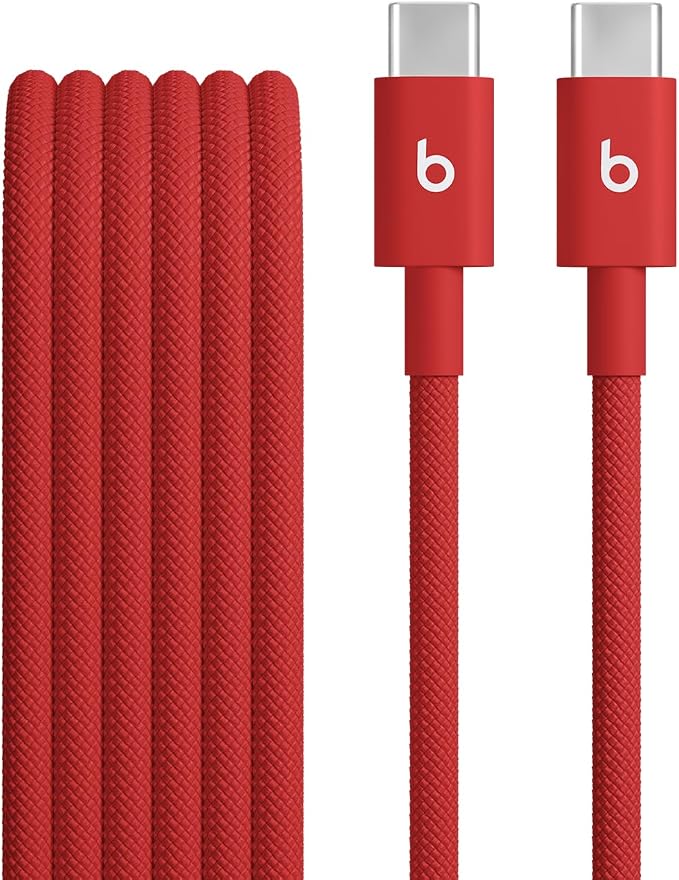 Beats 240W USB-C to USB-C Braided Cable Fast Charging Durable/Tangle Free Compatible with Apple and Android Devices (3 m/10 ft) – Bolt Black