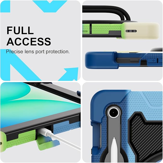 Galaxy Tab S10 Lite/S10 FE/S9 FE 5G/S9 Case 10.9/11 inch | with Screen Protector 360° Rotating Kickstand Hand/Shoulder Strap Heavy Duty Shockproof Cover S Pen Holder Kids Friendly