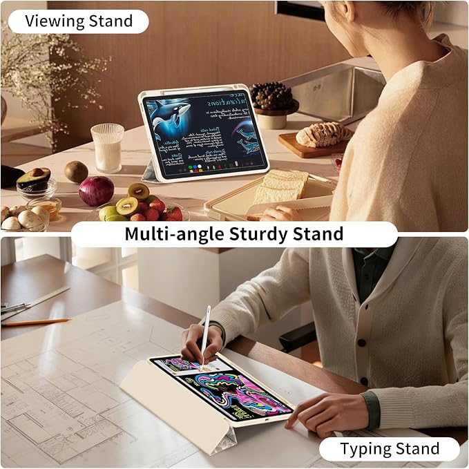 Case for iPad 11th Generation A16 Chip (2025) iPad 10th Generation Case 10.9-inch (2022) Trifold Stable Stand Protective Soft TPU Back Cover with Pencil Holder Black