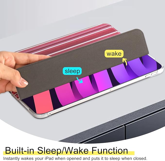 for iPad Air 11-inch M4 2026 M3 2025 M2 2024 iPad Air 5th 2022 / 4th Gen 2020 10.9-inch Slim Foldable Stand Hard PC Translucent Back Shell Smart Cover - [Auto Wake/Sleep]-Black Polka dots