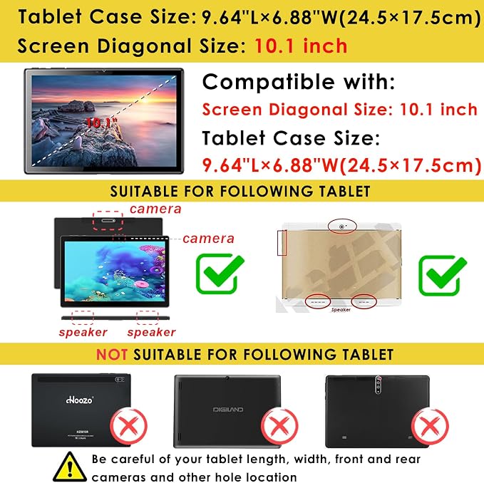 DETUOSI 10.1 inch Soft Silicone Rotatable Tablet Case Dazzling Dark Blue | 360°Rotatable Stand Multi Angle Protective Cover Funny Protective Case for 10.1 inch Tablet