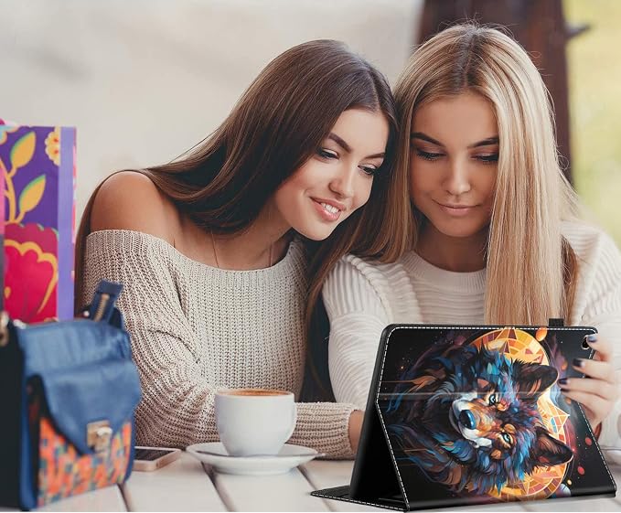 Case for All-New Amazon Fire HD 10 and 10 Plus Tablet (13th/11th Generation 2023/2021 Release) 10.1 - Slim Fit Standing Cover with Auto Sleep/Wake，Wolf